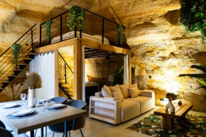 Le temps suspendu, suite troglodyte avec jacuzzi